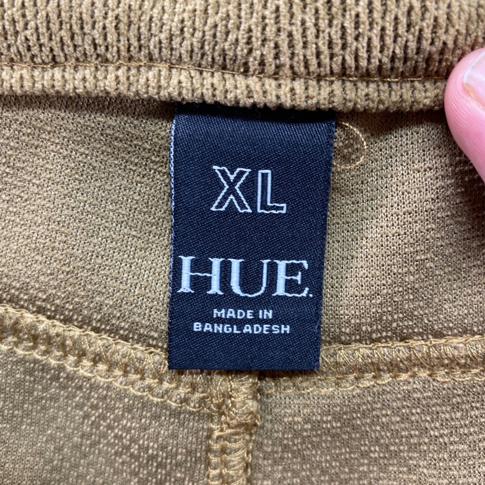 HUE Pants Womens XL Brown‎ Textured Corduroy Knit Pull On Pockets High Rise - Picture 2 of 11
